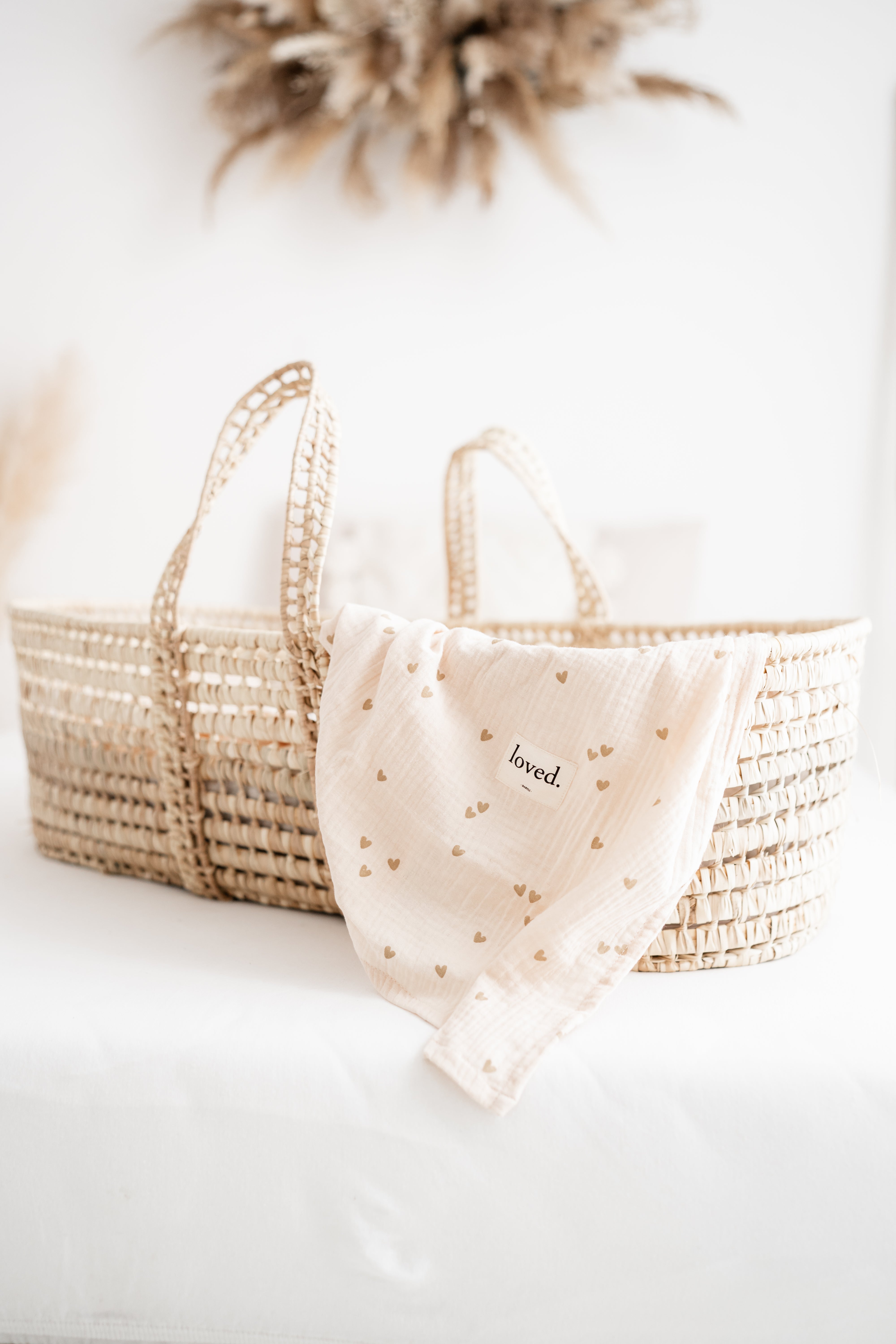 Babydecke Musselin mini Herzen creme