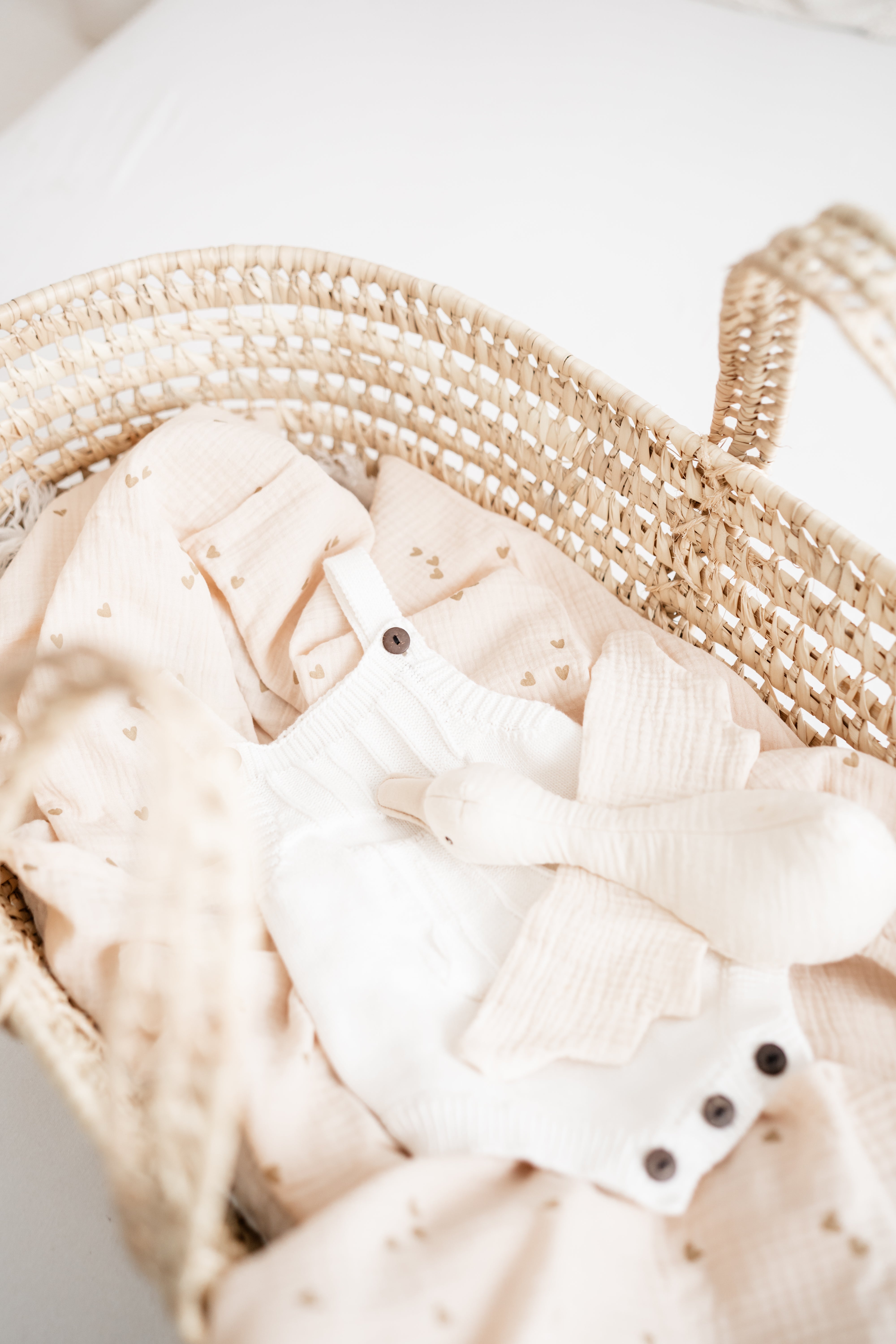 Babydecke Musselin mini Herzen creme