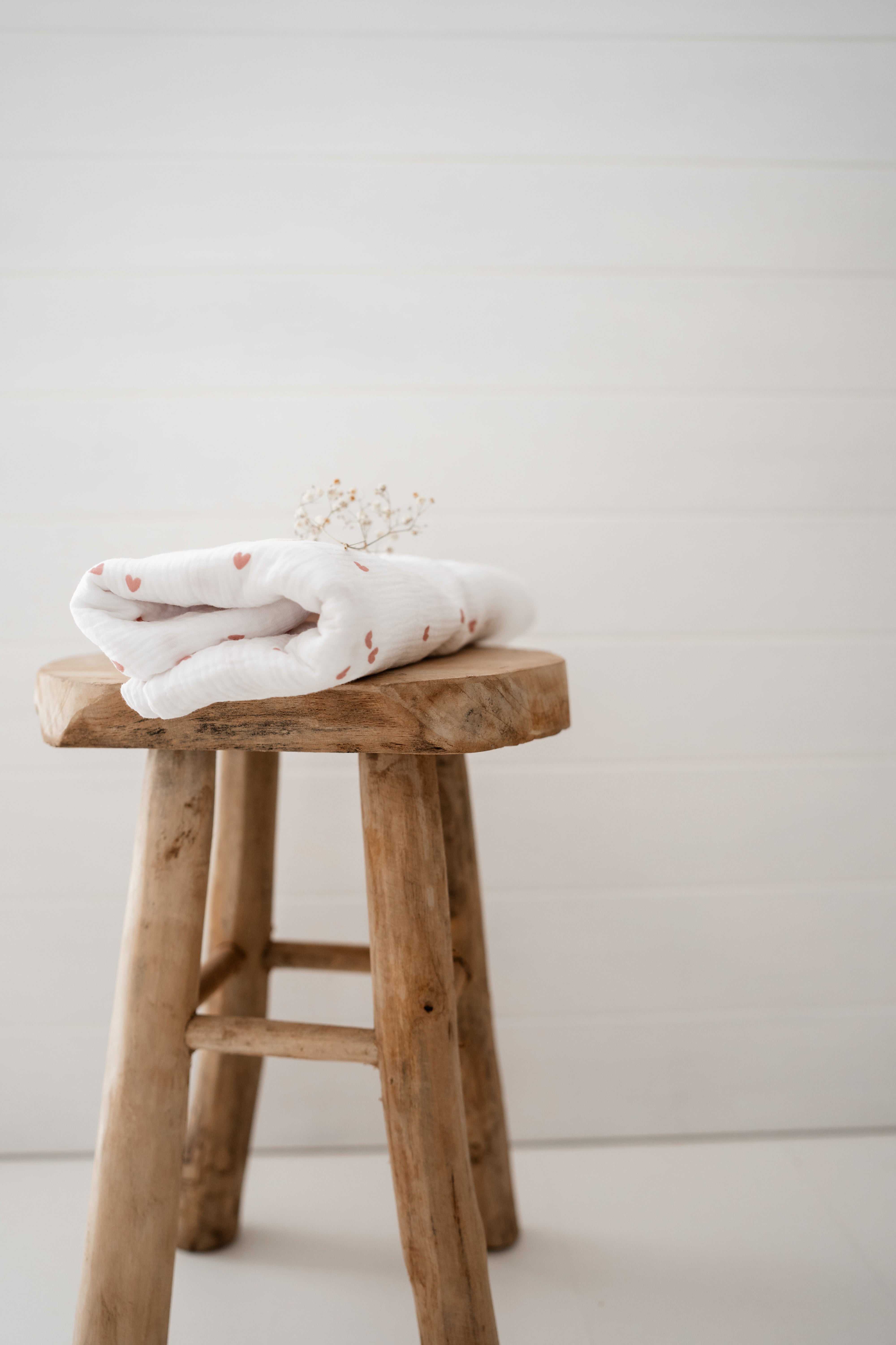 Babydecke Musselin mini Herzen rose