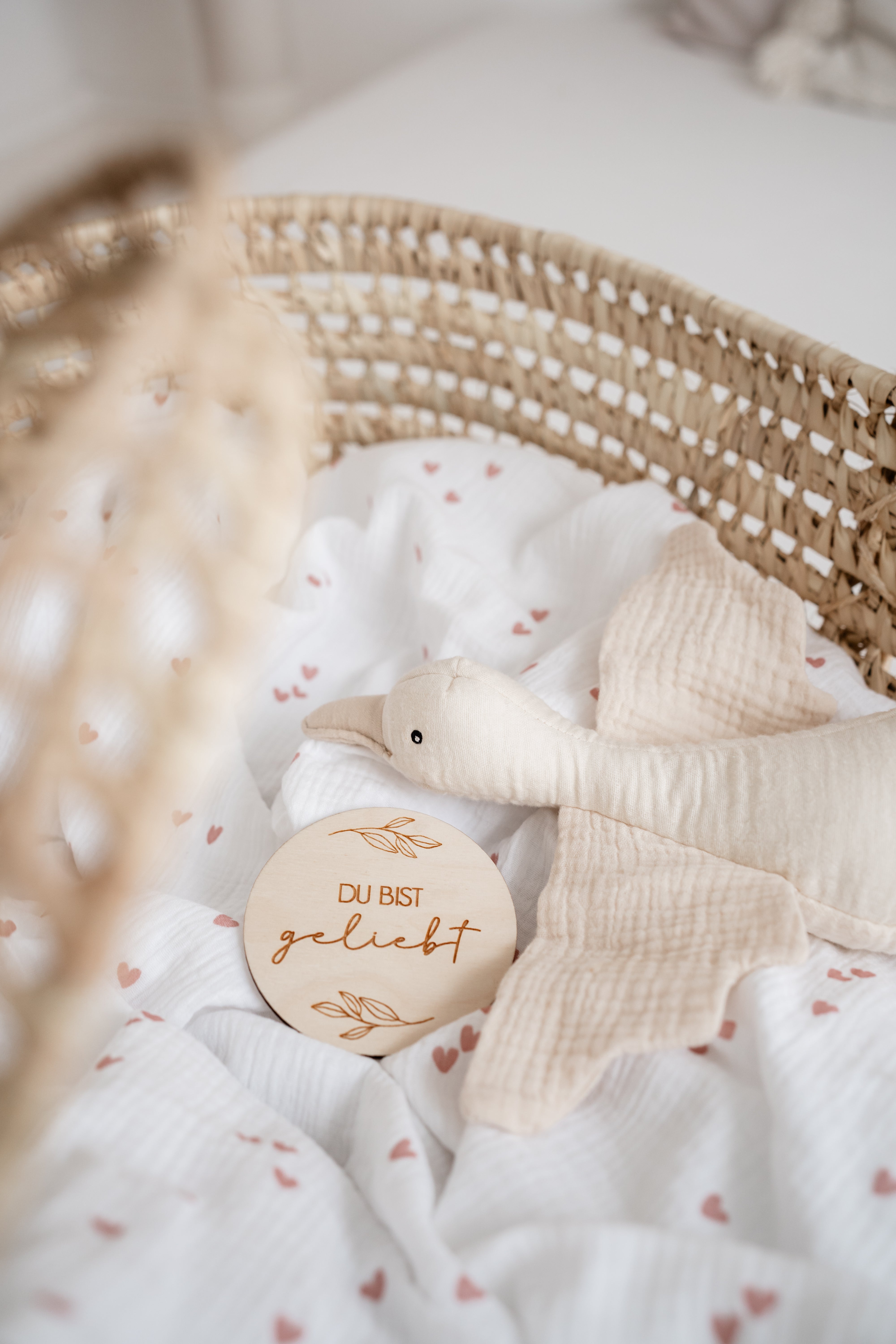 Babydecke Musselin mini Herzen rose