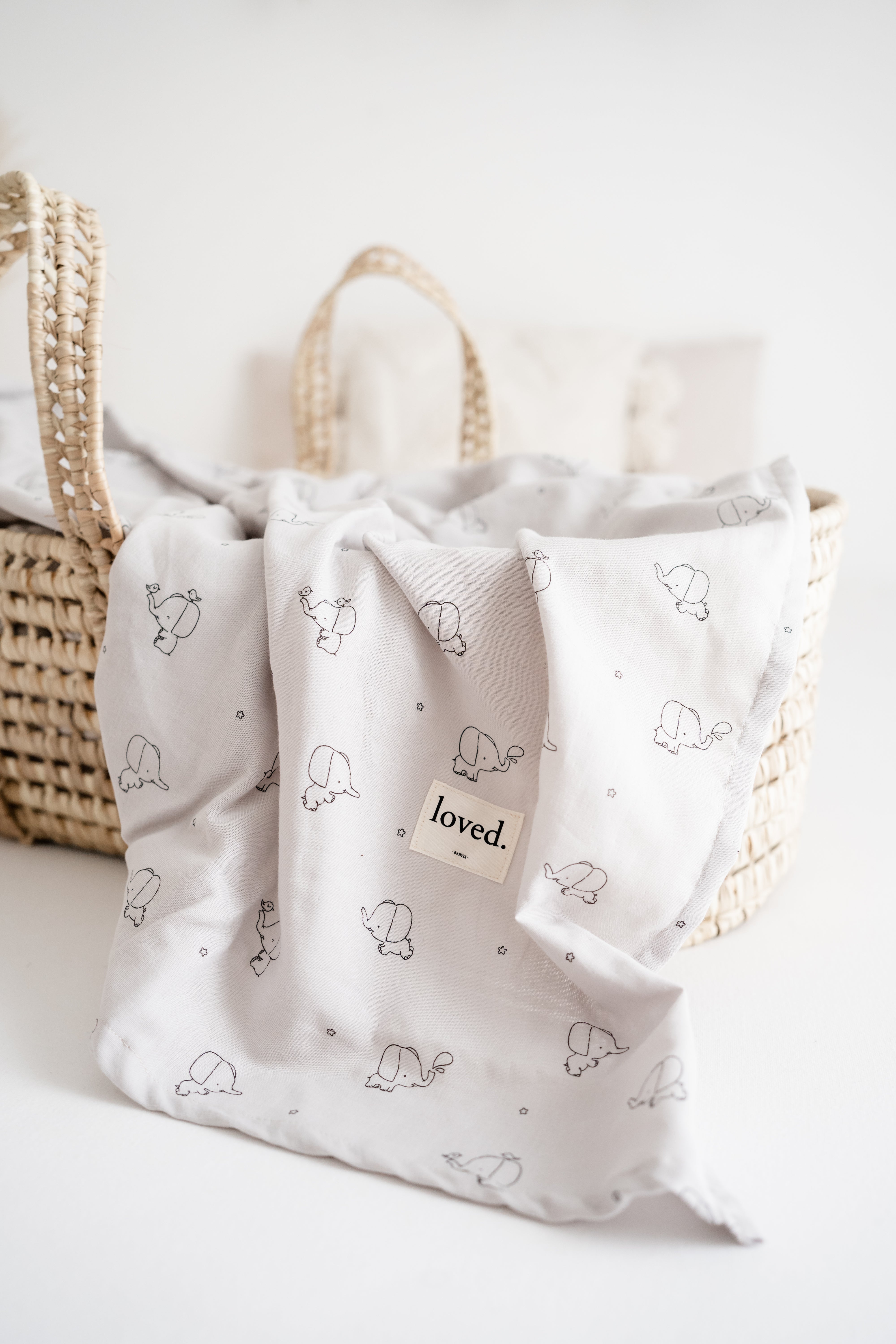 Babydecke Musselintuch, Stilltuch, Pucktuch 120x120cm Elefanten