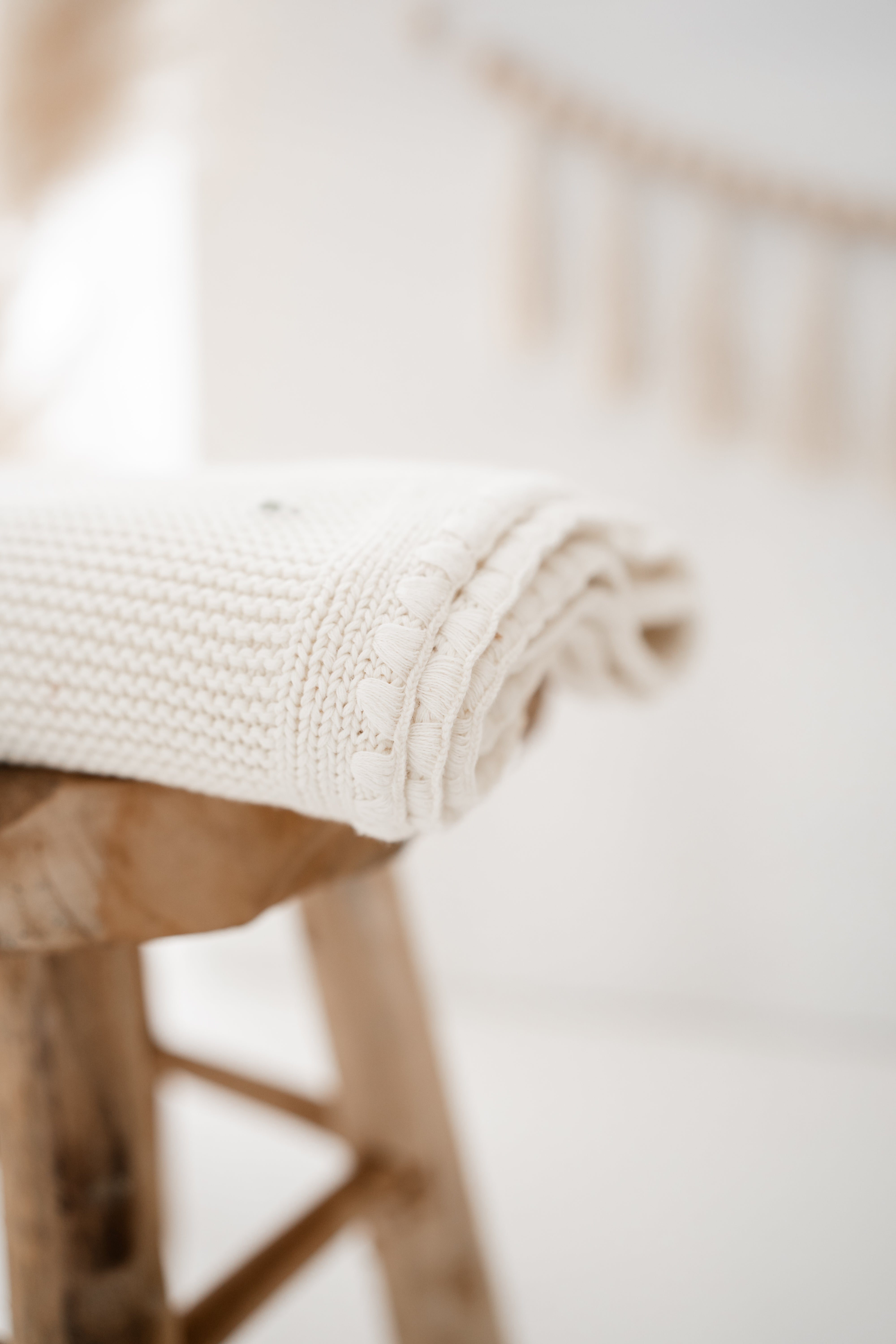 Babydecke STRICK Baumwolle creme