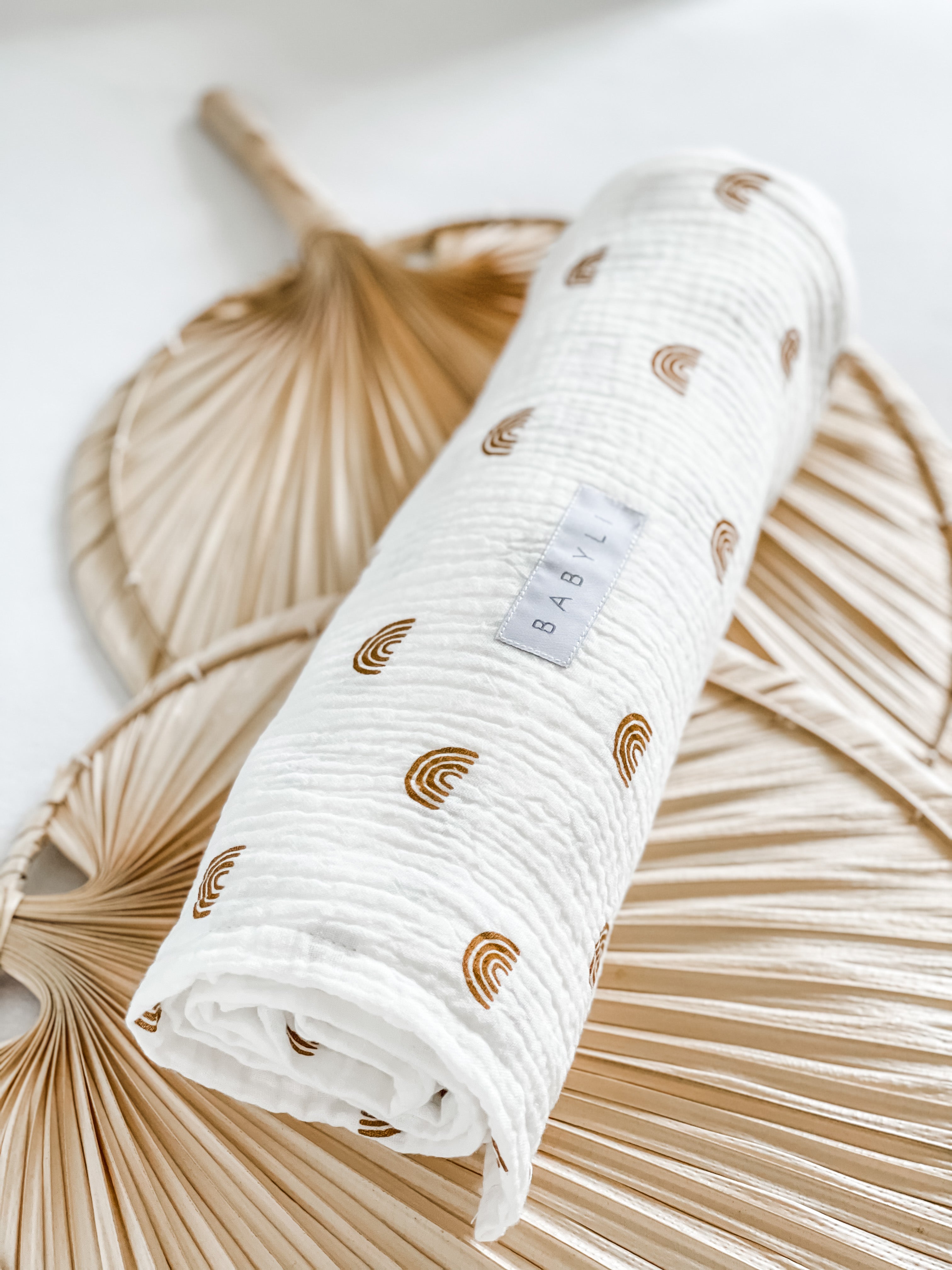 Babydecke, BIO Musselintuch, 120x120cm Regenbogen