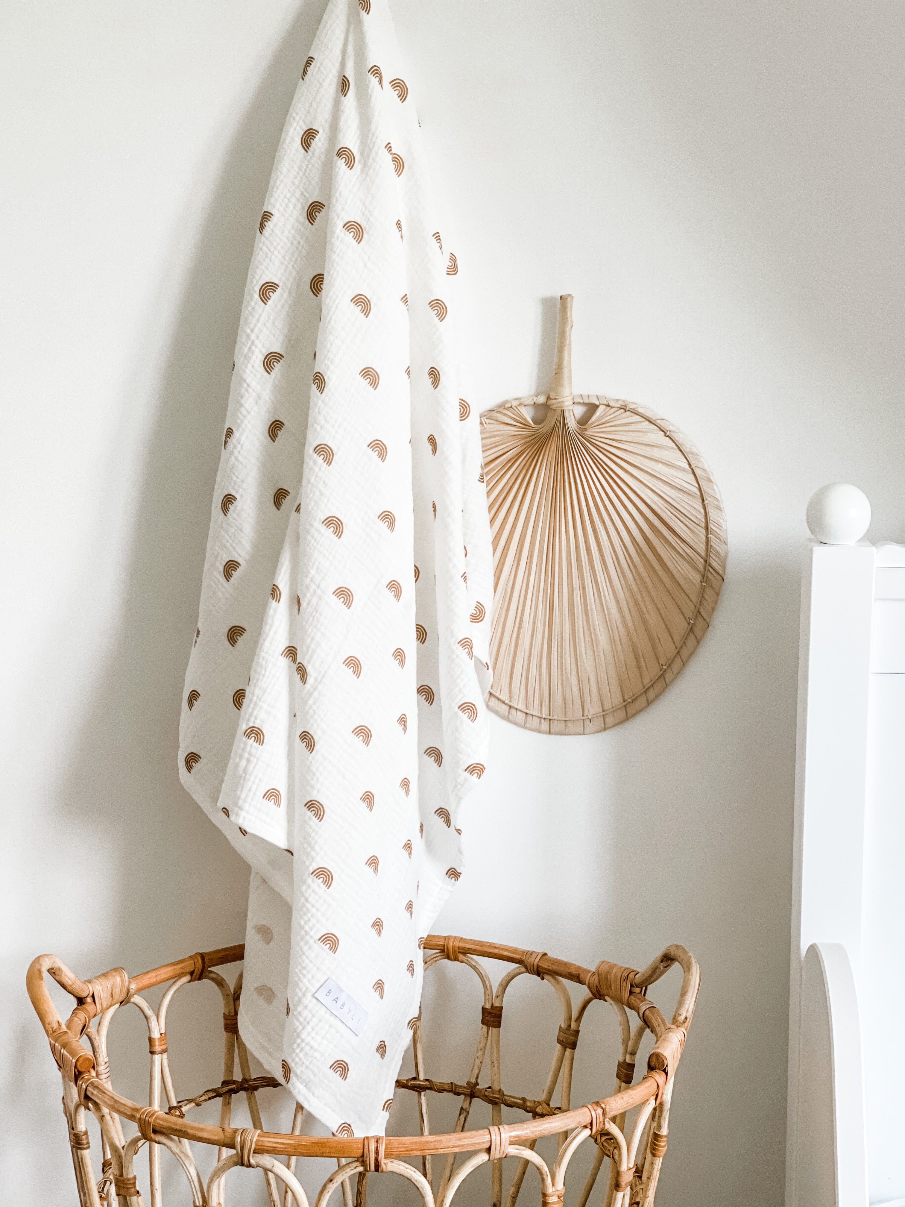 Babydecke, BIO Musselintuch, 120x120cm Regenbogen