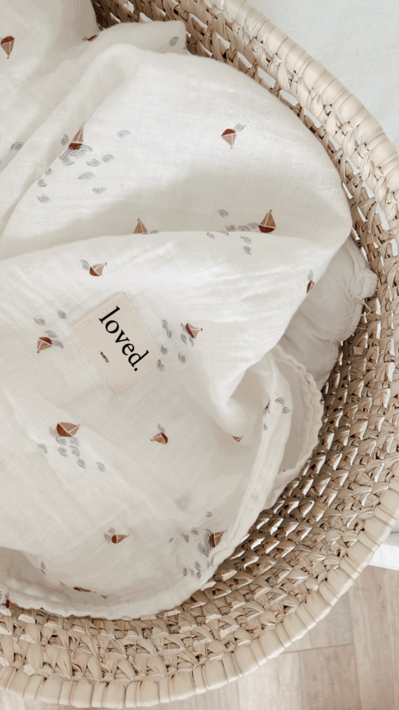 BIO Babydecke Musselin 120x120cm kleine Boote