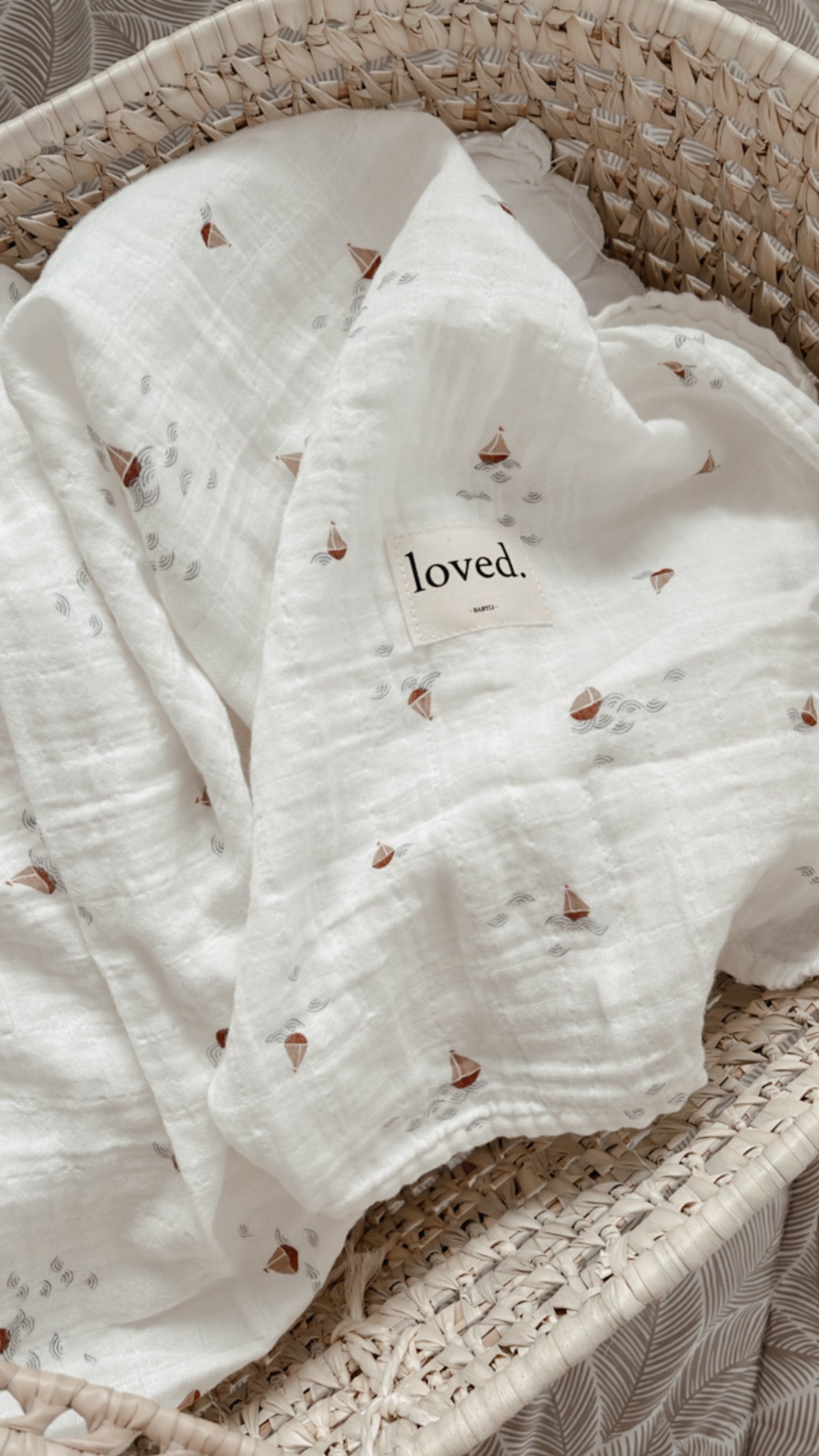 BIO Babydecke Musselin 120x120cm kleine Boote