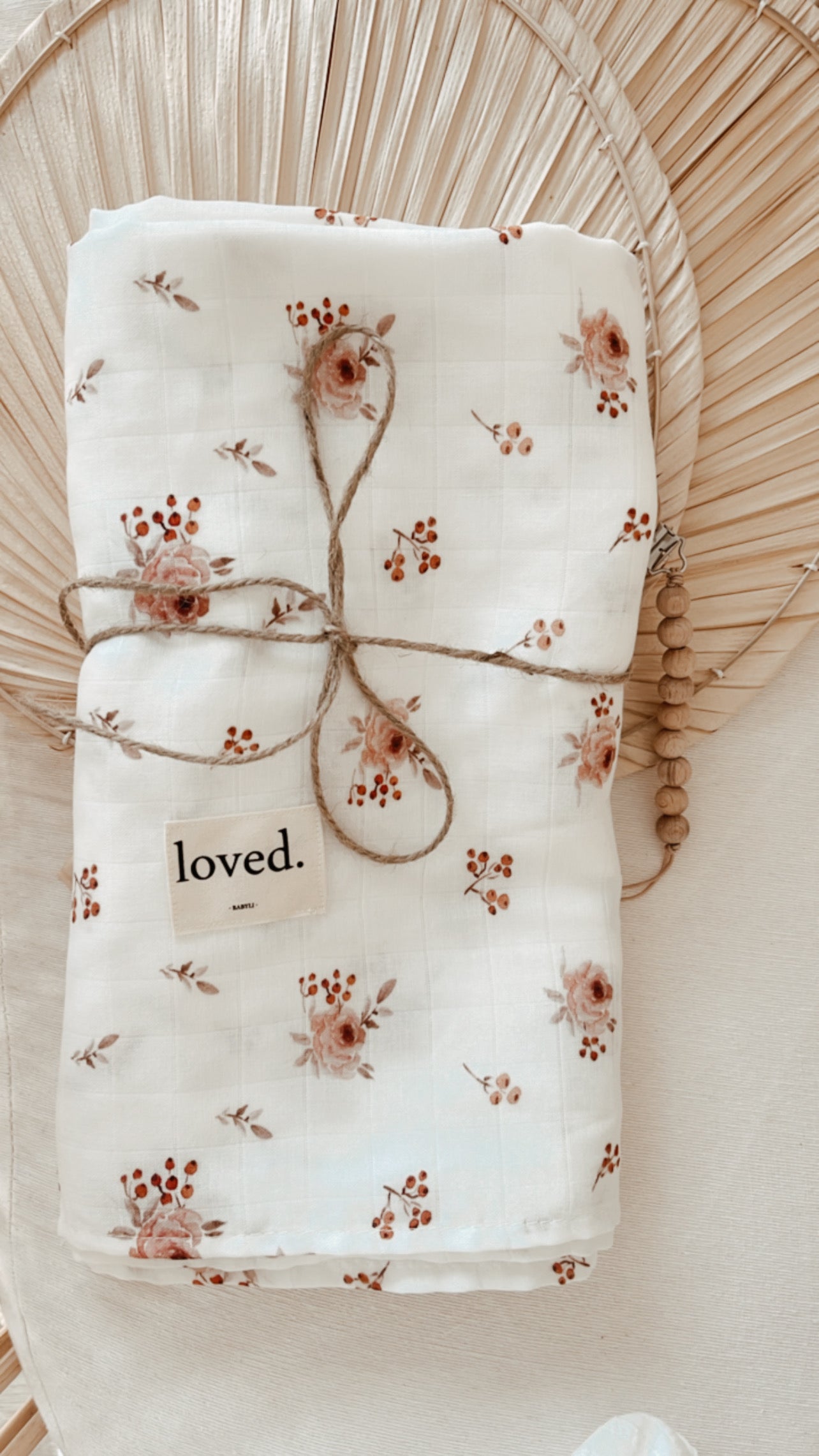 Babydecke Musselin 120x120 cm feine Rosen altrosa