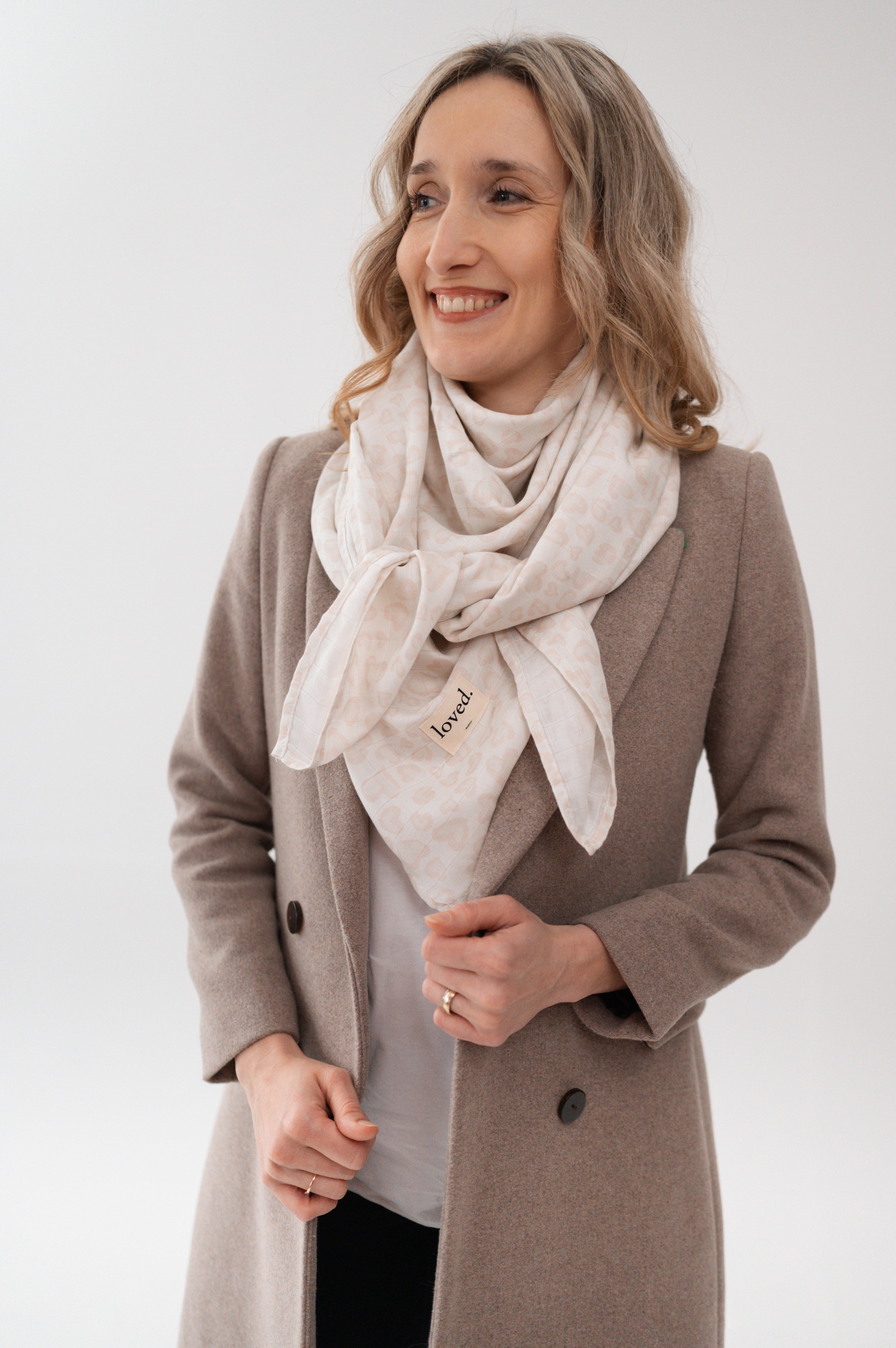 Musselintuch für Erwachsene rose/offwihite