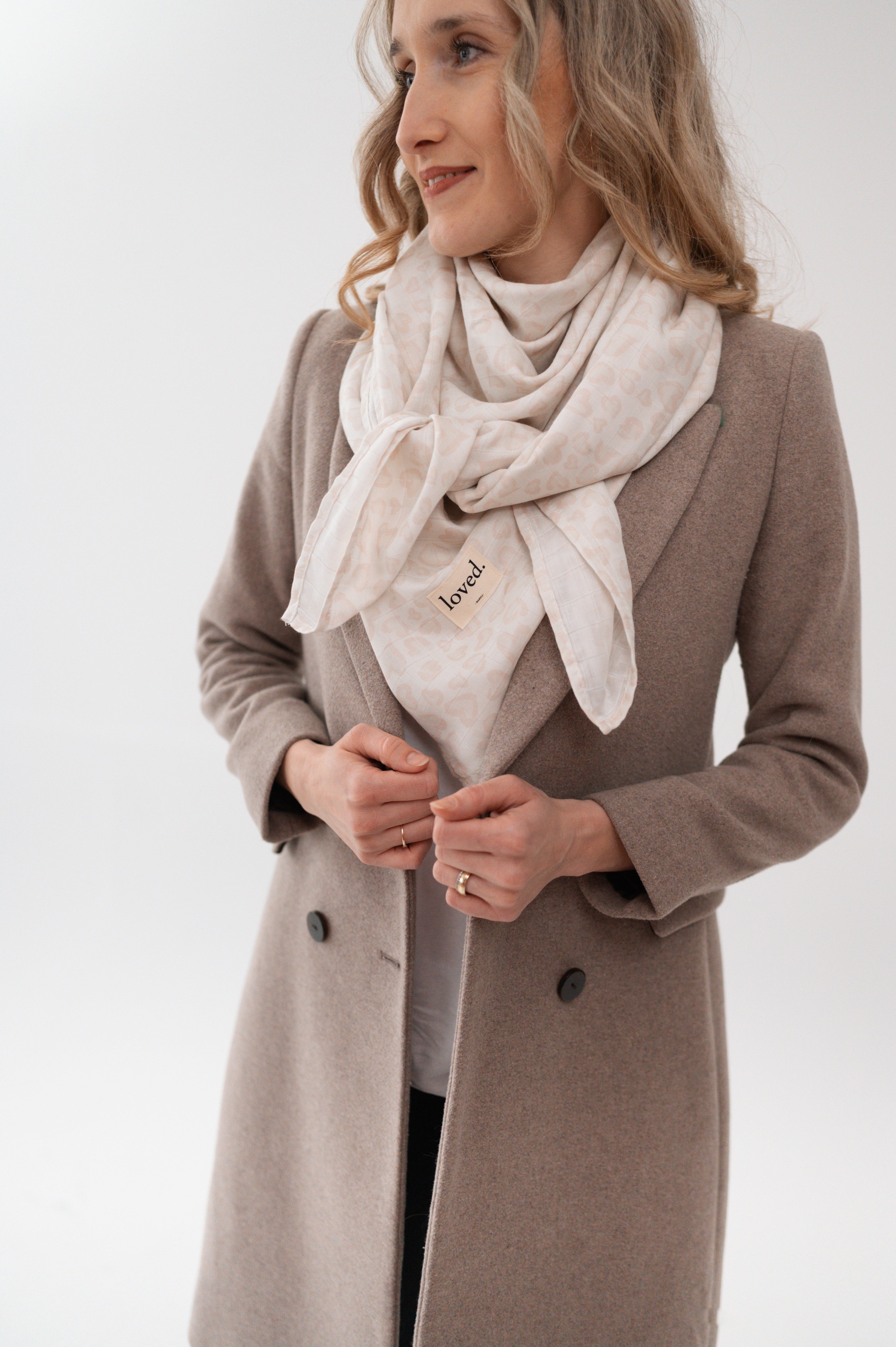 Musselintuch für Erwachsene rose/offwihite