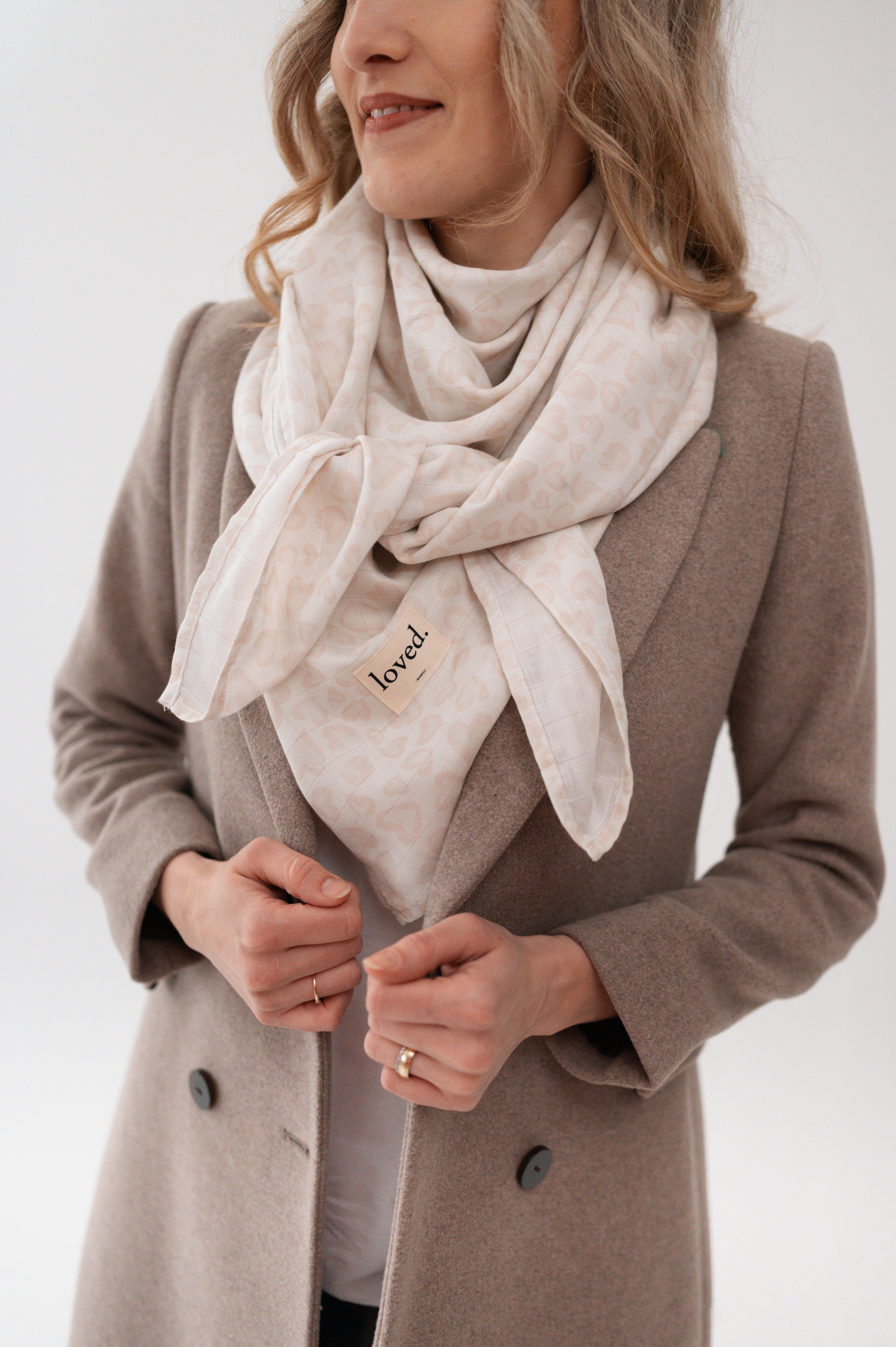 Musselintuch für Erwachsene rose/offwihite