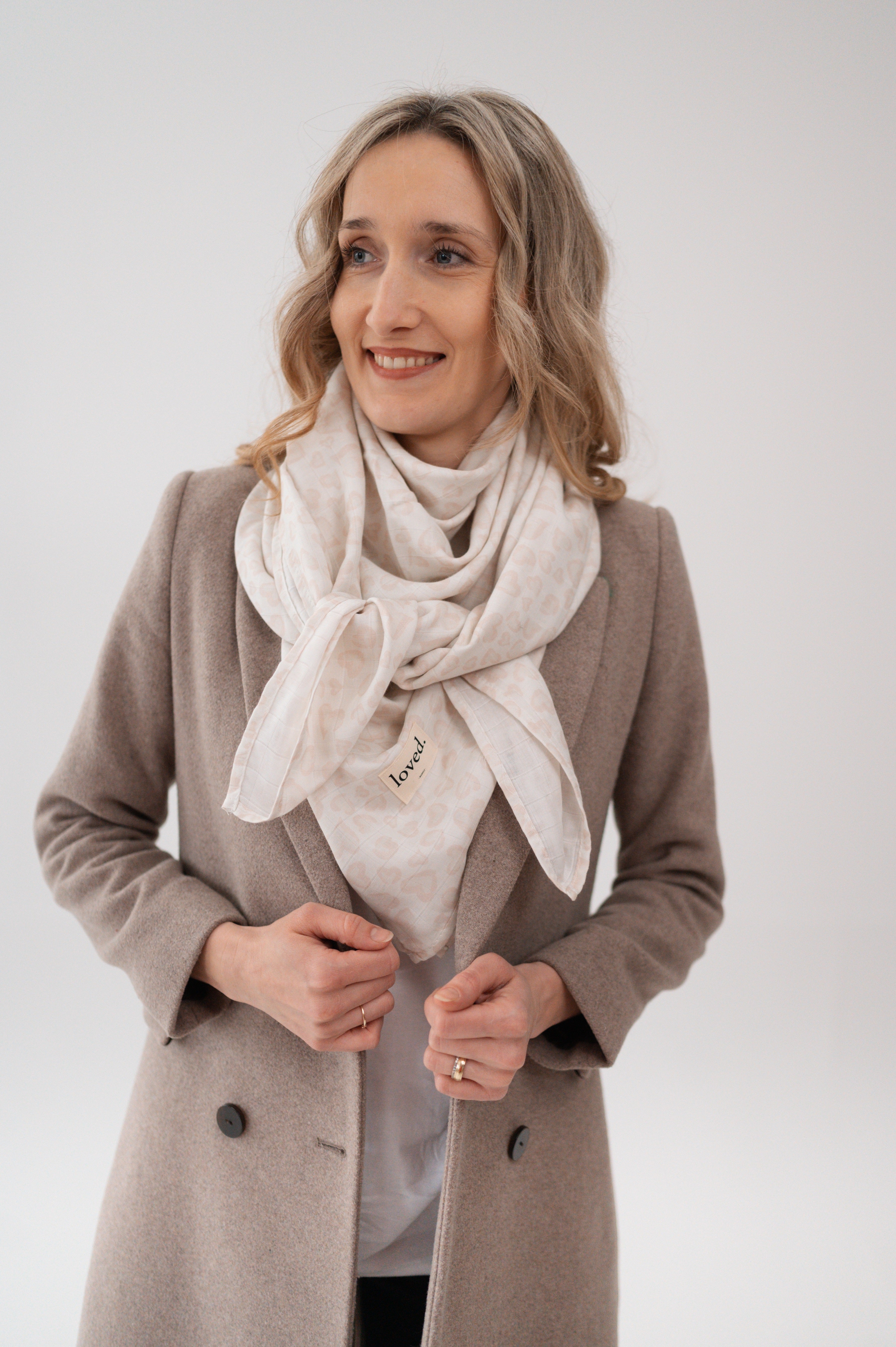 Musselintuch für Erwachsene rose/offwihite