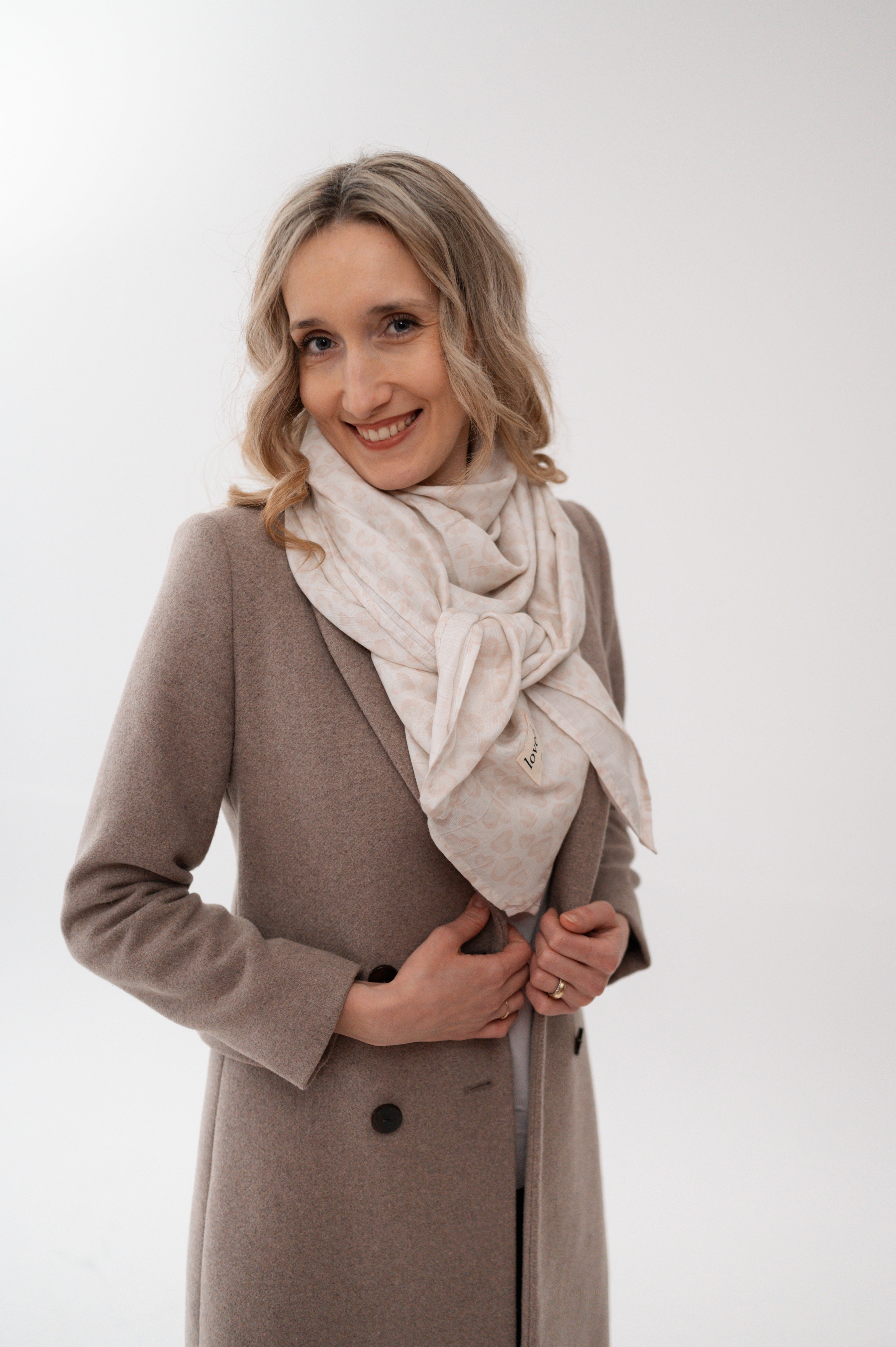 Musselintuch für Erwachsene rose/offwihite