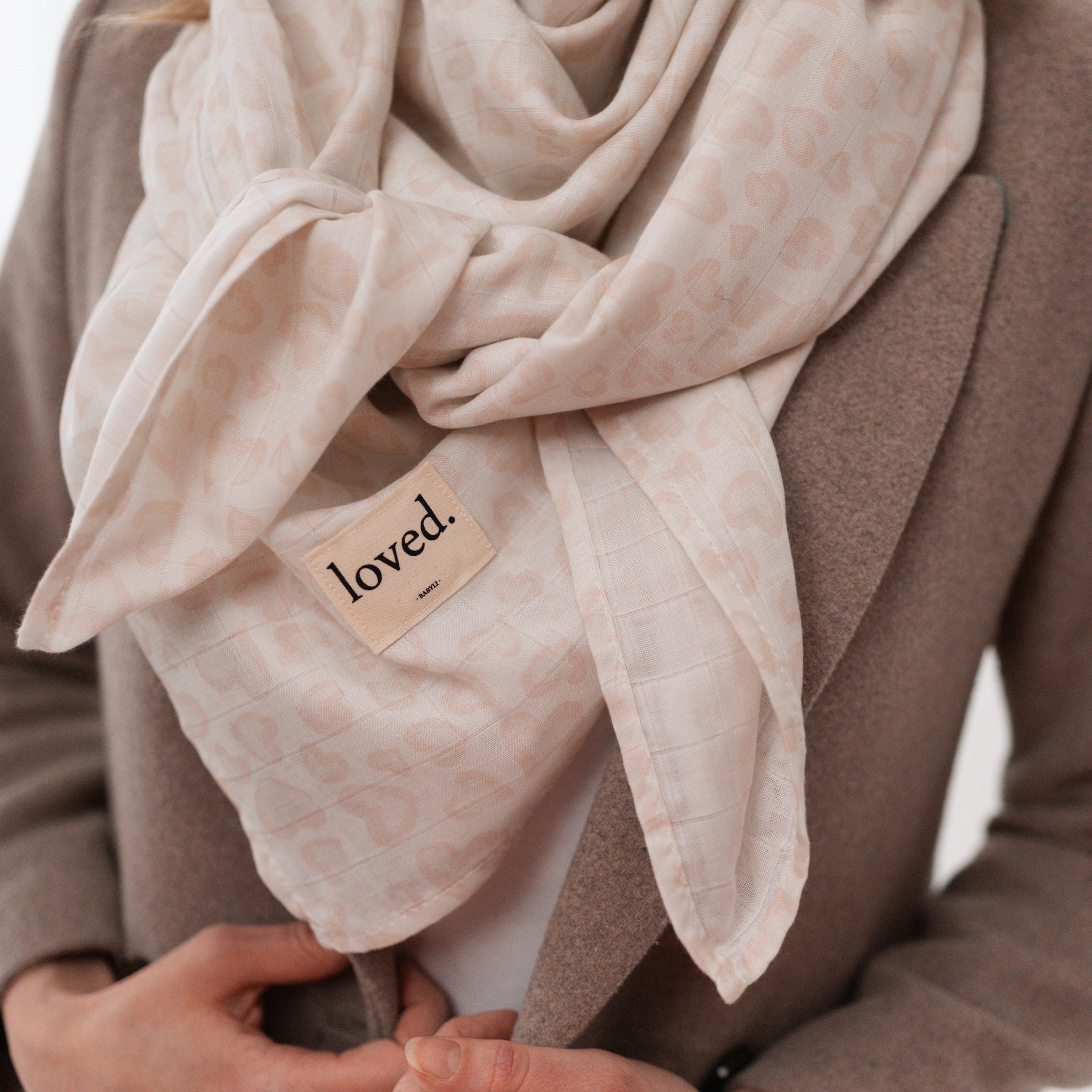 Musselintuch für Erwachsene rose/offwihite