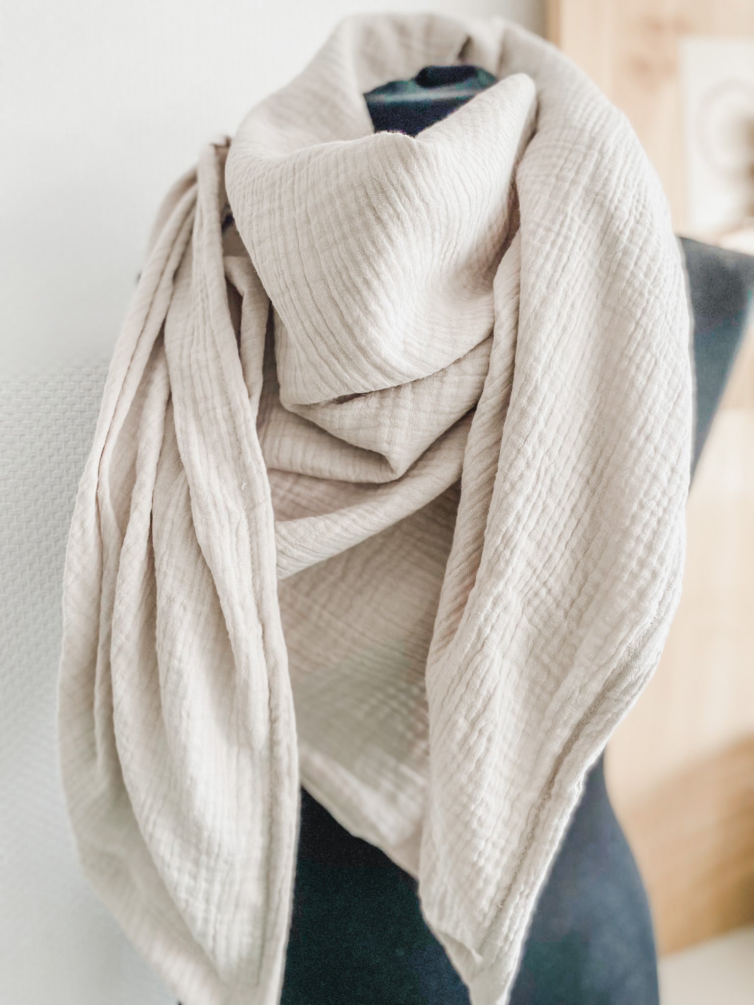 Musselintuch für Erwachsene taupe/sand DESI