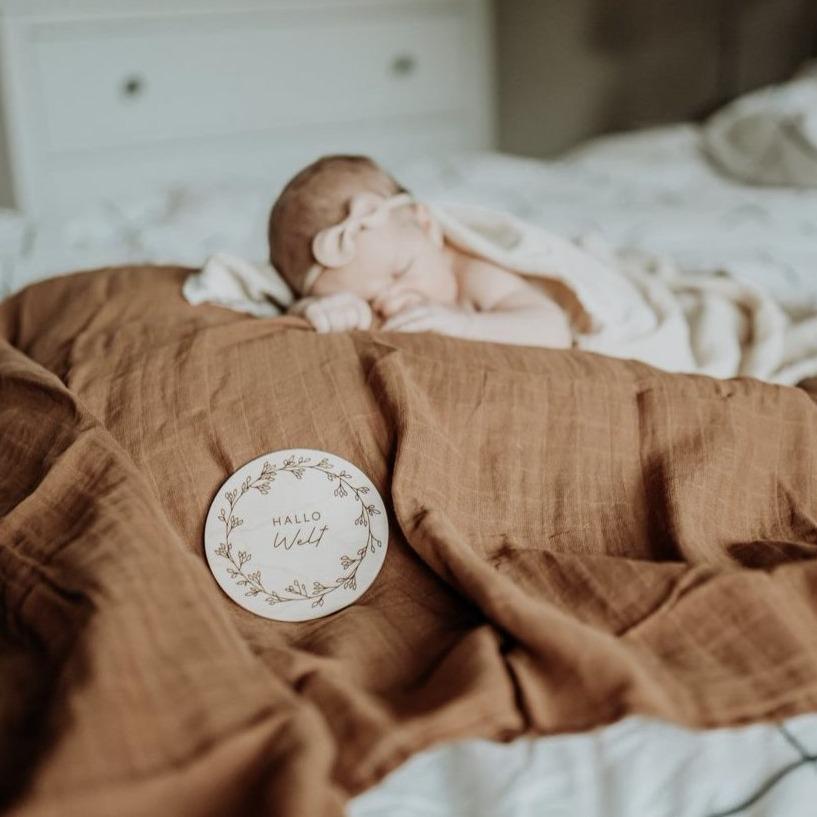 Musselintuch, Swaddletuch, Musselindecke, Babydecke, Puckdecke Camel