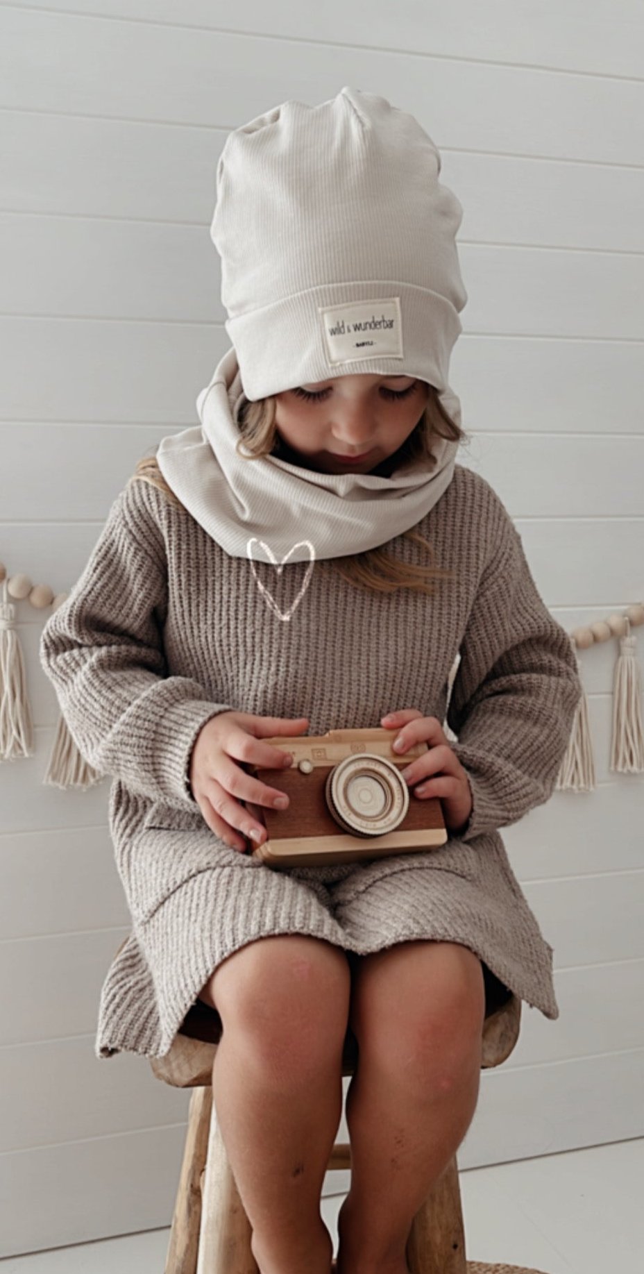 MÜTZE SET - Beanie und Loop in Sand