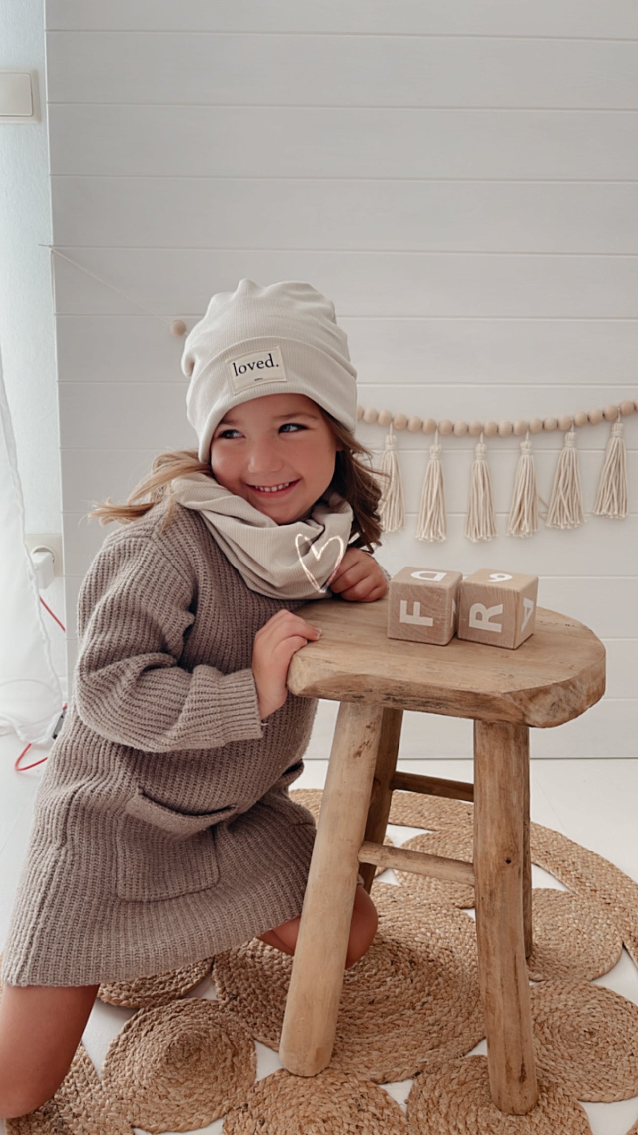 MÜTZE SET - Beanie und Loop in Sand